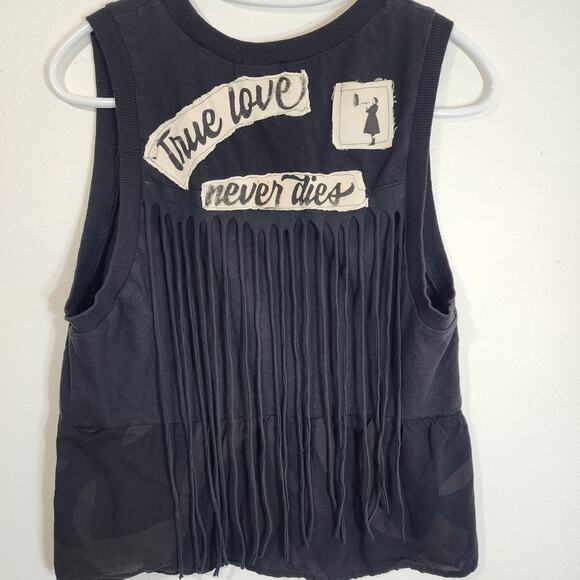 Ouroboros symbol, Black Sleeveless Tee – Upcycled, Handmade & Perfect for Summer - Picture 7 of 12